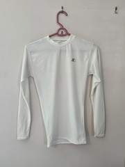 Starter Dri-Star Mens Compression Shirt, White Long Sleeve Athletic • Small