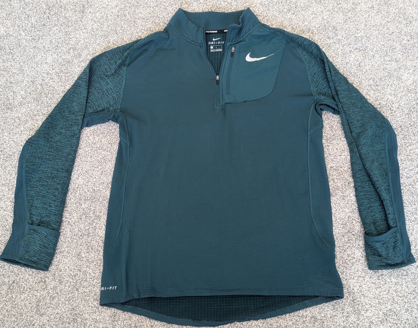 Nike Running DRI-FIT Therma Sphere Element 1/4 Zip Top Teal Men’s Size Large gallery