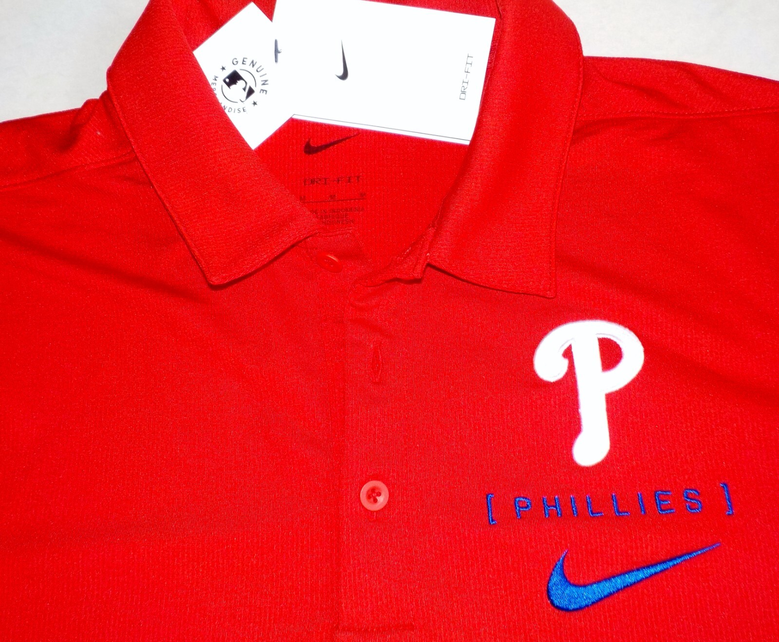 PHILADELPHIA PHILLIES NIKE DRI-FIT POLO SHIRT MEN'S M L XL 2X RED POLYESTER NWT gallery
