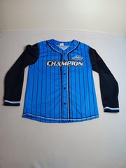 Athletic Championships Shirt Mens L Blue Long Sleeve Baseball Jersey Top