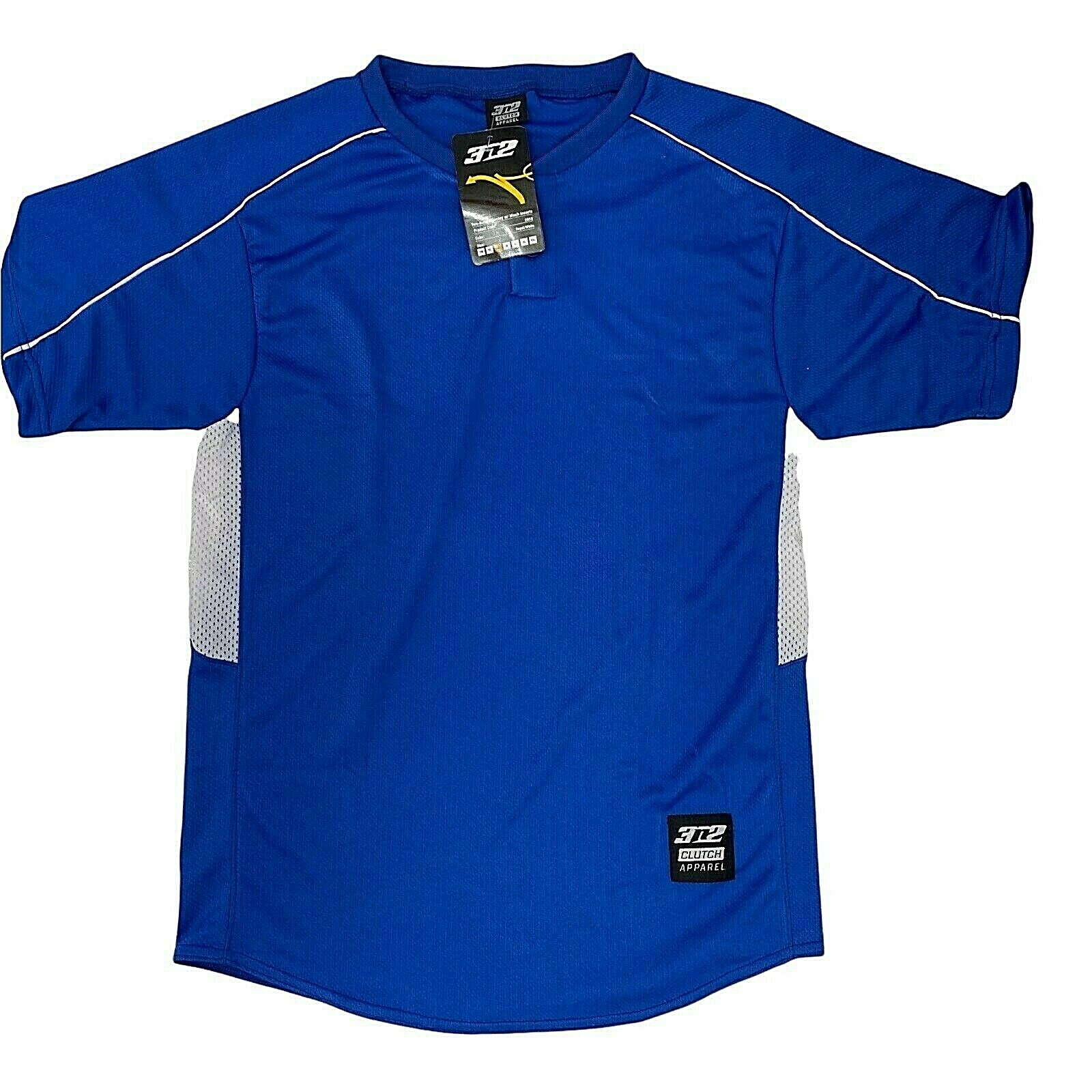 3n2 Clutch Apparel Shirt Mens Small Blue Baseball Short Sleeve Mesh Inset Work gallery