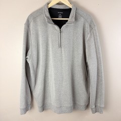 Van Heusen XL Quarter Zip Pullover Gray Fleece Lined Classic Fit Mens