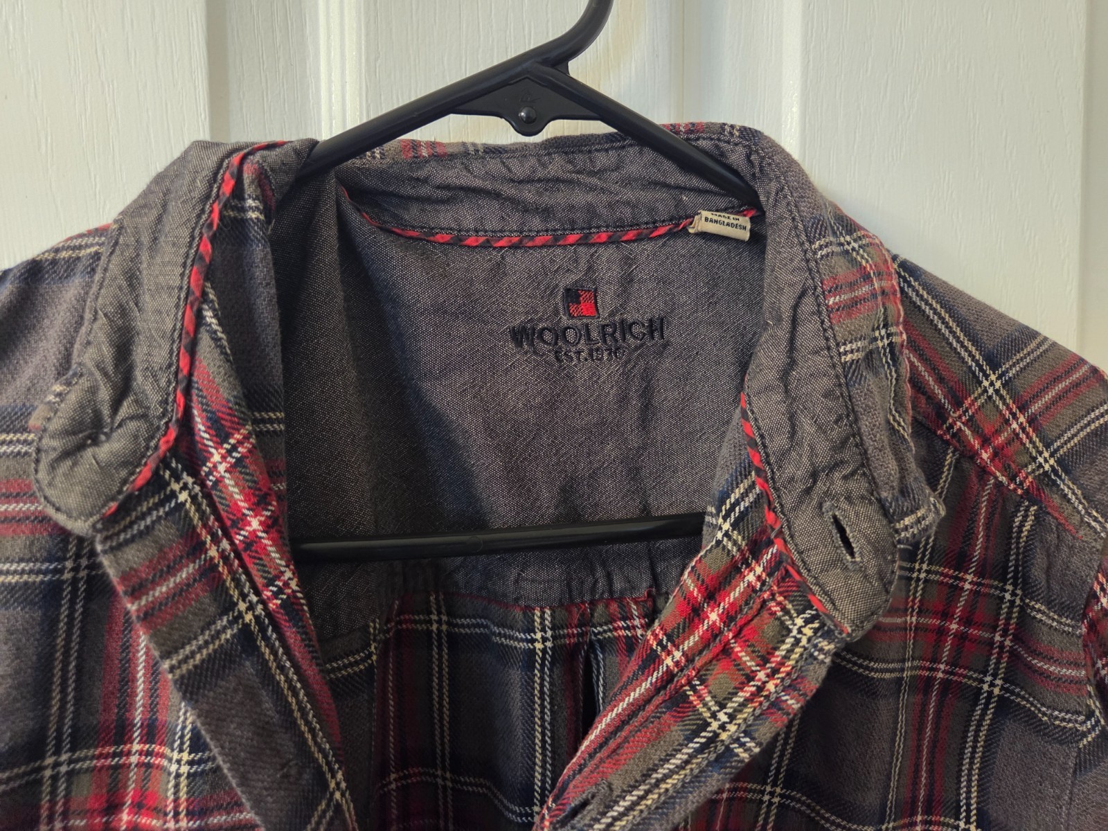 Woolrich Flannel Shirt Men Large Red Black Plaid Button Up Long Sleeve #S21 gallery