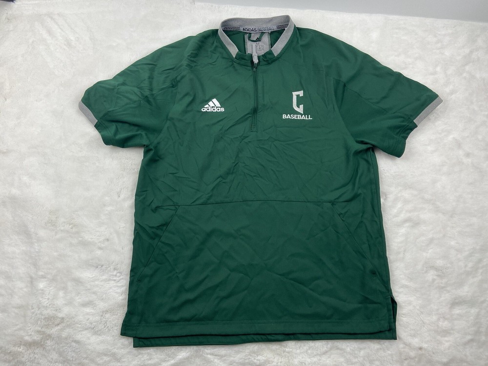 Adidas Men’s Half Zip Short Sleeve Pullover Side Zip Green Size M Baseball Shirt