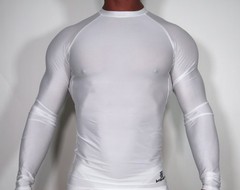 LONG SLEEVE MEN’S WHITE ATHLETIC COMPRESSION SHIRT XL