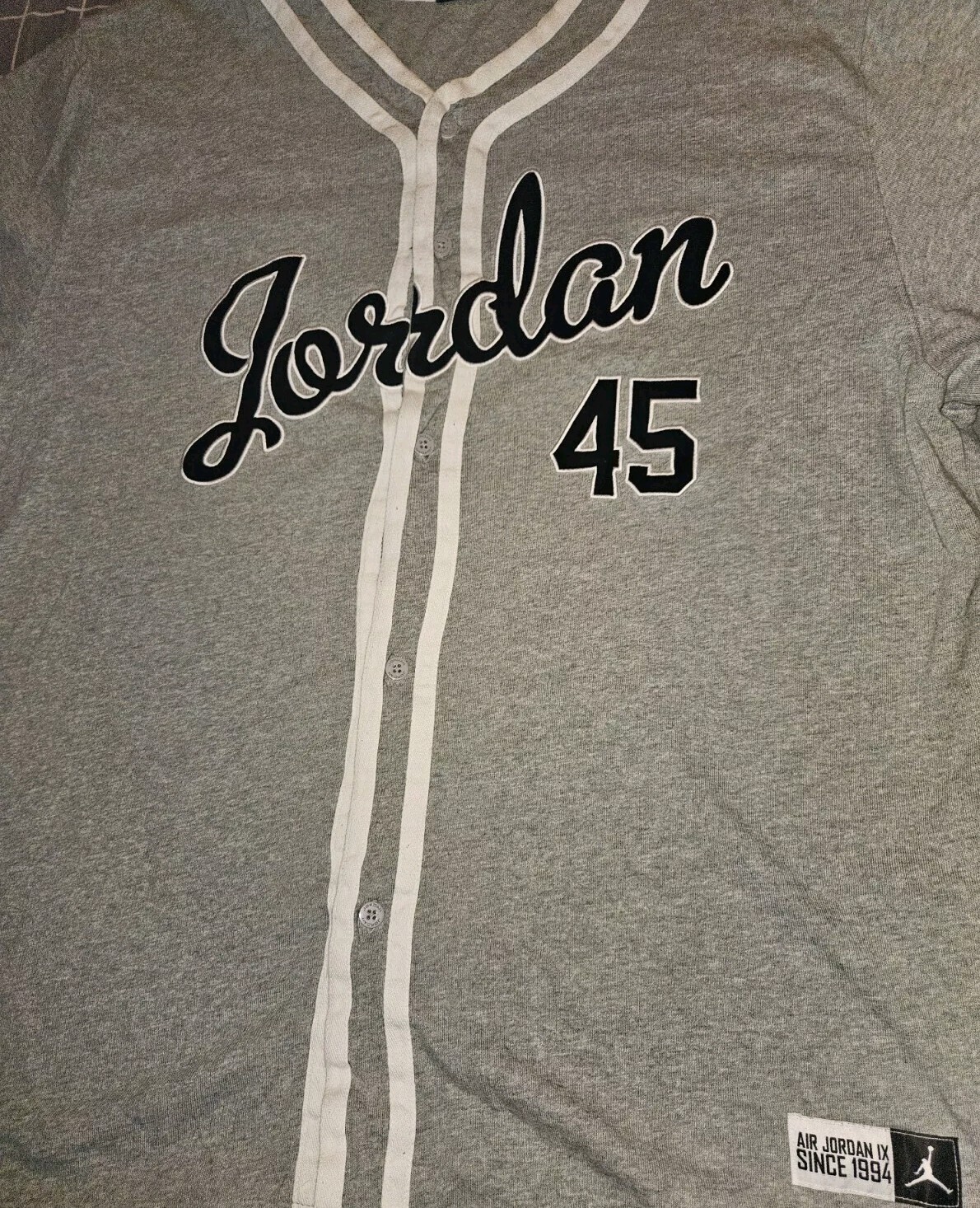 Air Jordan Barons Embroidered Button Up Baseball Jersey #45 Retro 11 XI 3XL gallery