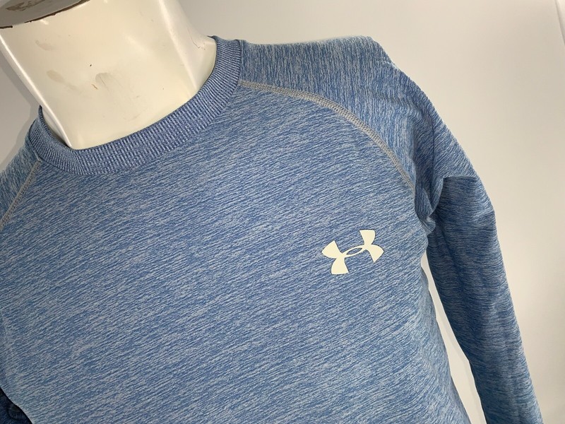 Under Armour Fitted Pullover Sweatshirt M Men Light Blue Poly Crew YGI D2-403 gallery