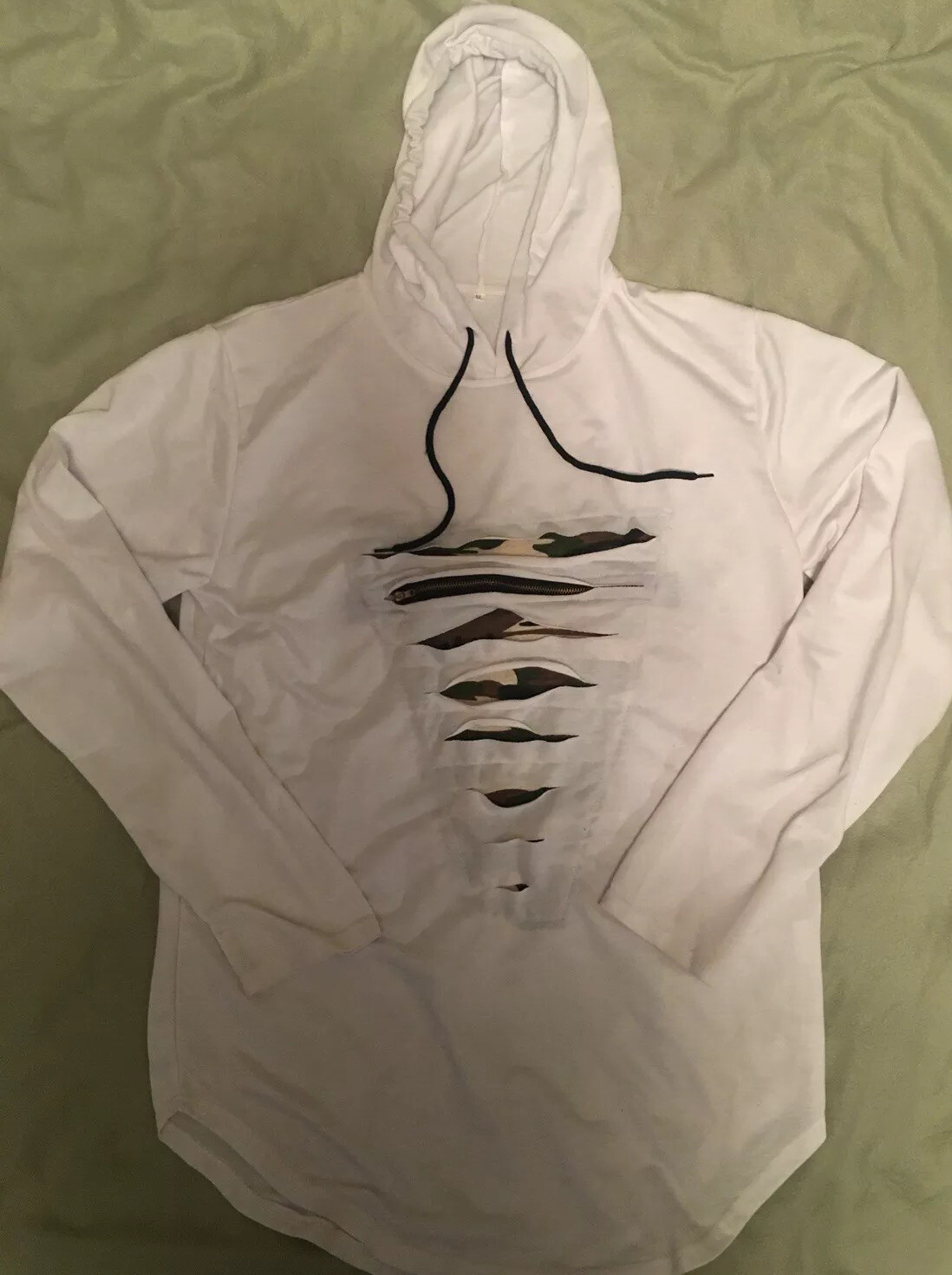 ROMWE Men's Lightweight Sweatshirt,Camoflauge (CAMO) design~White Casual Top-XL gallery