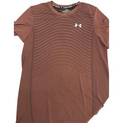 Under Armour Seamless Wave Short Sleeve T-shirt Men’s Size M Maroon Gray Stripe