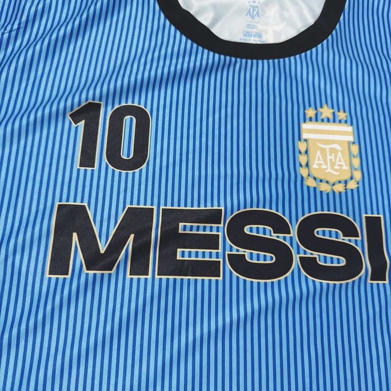 AFA blue striped AFA short sleeve Tee Shirt MENS SIZE LARGE Messi 10 gallery
