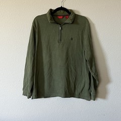 IZOD Mens 1/4 Zip Olive Green Long Sleeve Top Size M