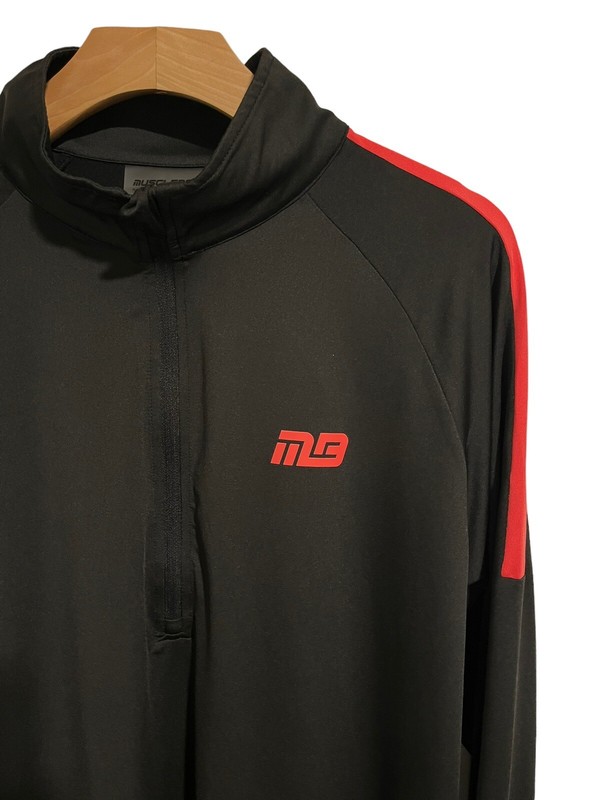 MuscleBox Jacket Shirt Quarter Zip Pull Over Black Long Sleeve Activewear Size S gallery