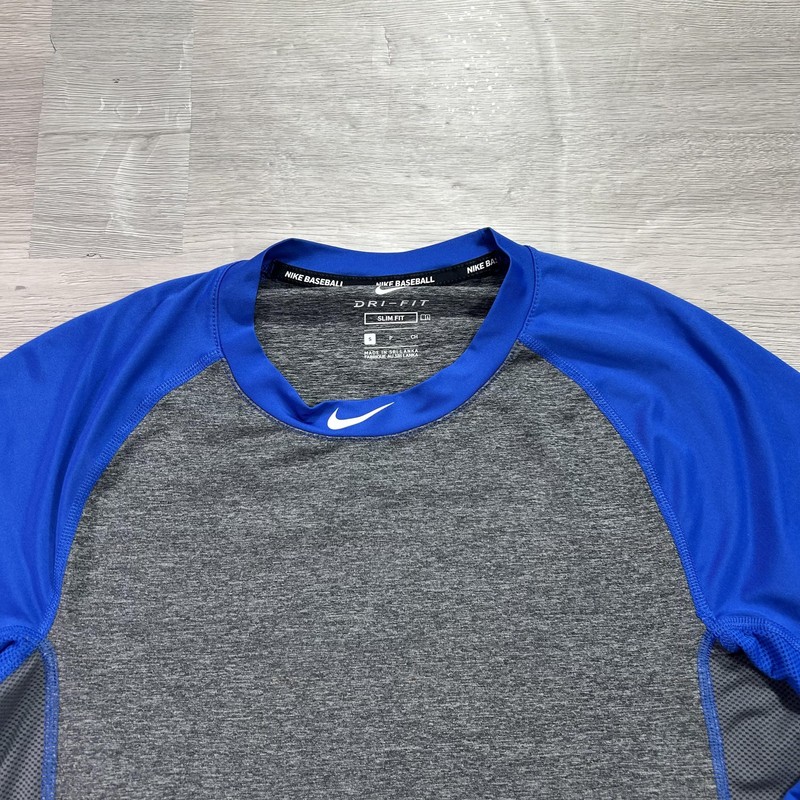 Nike Pro Dri-Fit Shirt Mens Small Blue 3/4 Sleeve Raglan Baseball CT2689-064 gallery