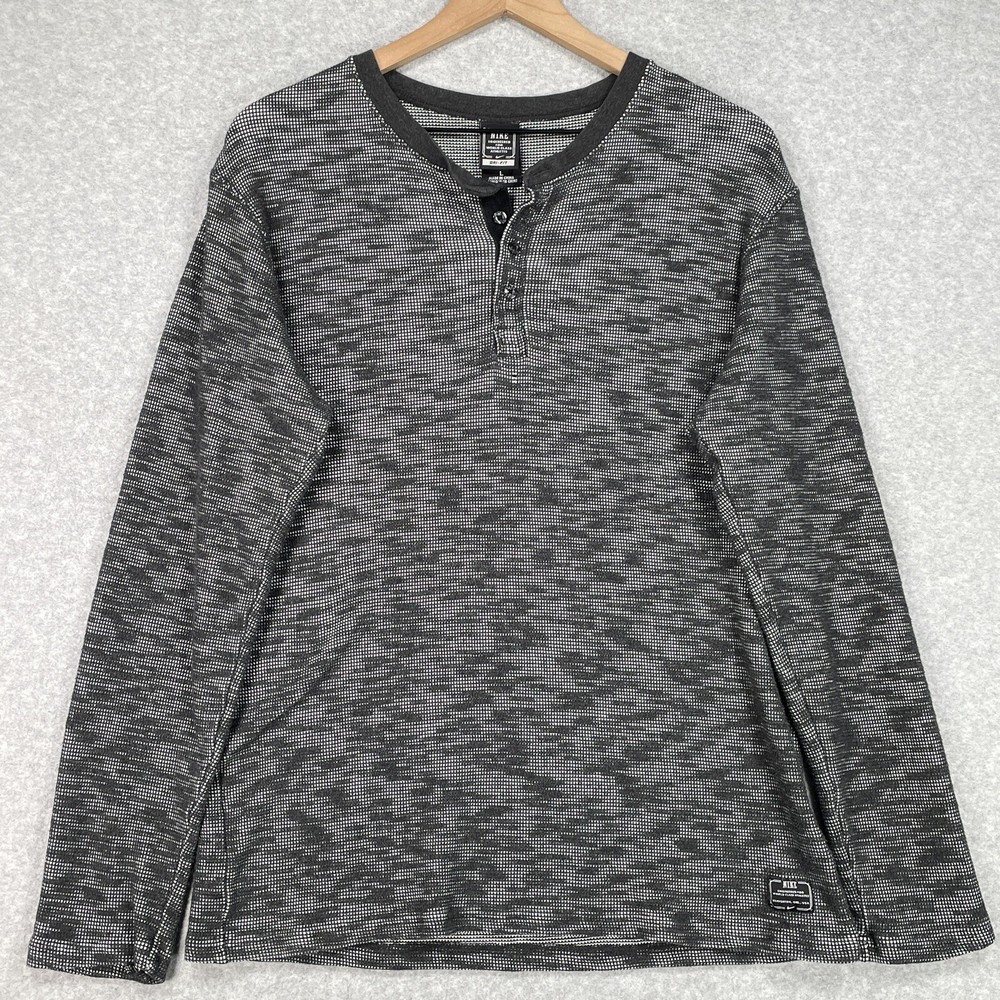 Nike Engineered Shirt L Black Henley Thermal Long Sleeve Dri Fit Pullover