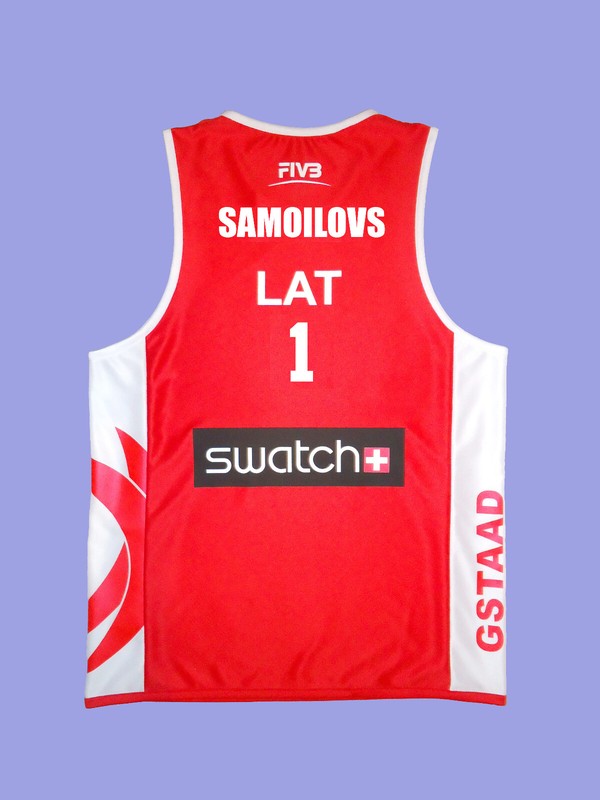 Beach Volleyball Jersey SAMOILOVS/SMEDINS LATVIA Red Size S,M,L,XL,2XL New gallery