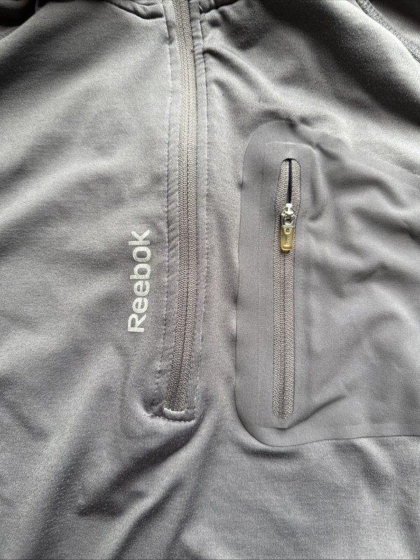 Reebok Quarter Zip Pullover Long Sleeve Gray Size Small Pocket Unisex Top gallery