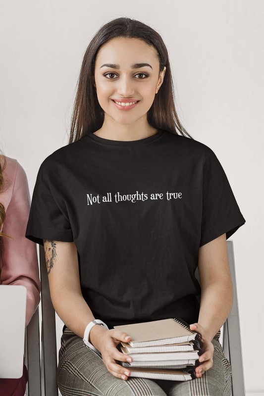 Bella & Canvas Short Sleeve Tee "Thoughts" white graphic w gallery