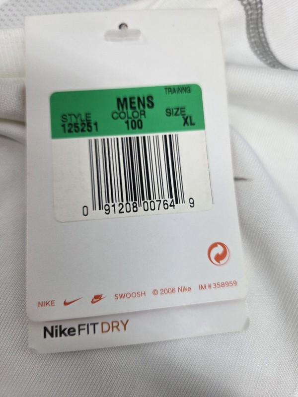 Nike Fit/Pro Mens Sleevless Tank Top White N/P/SP Size XL #8375 gallery