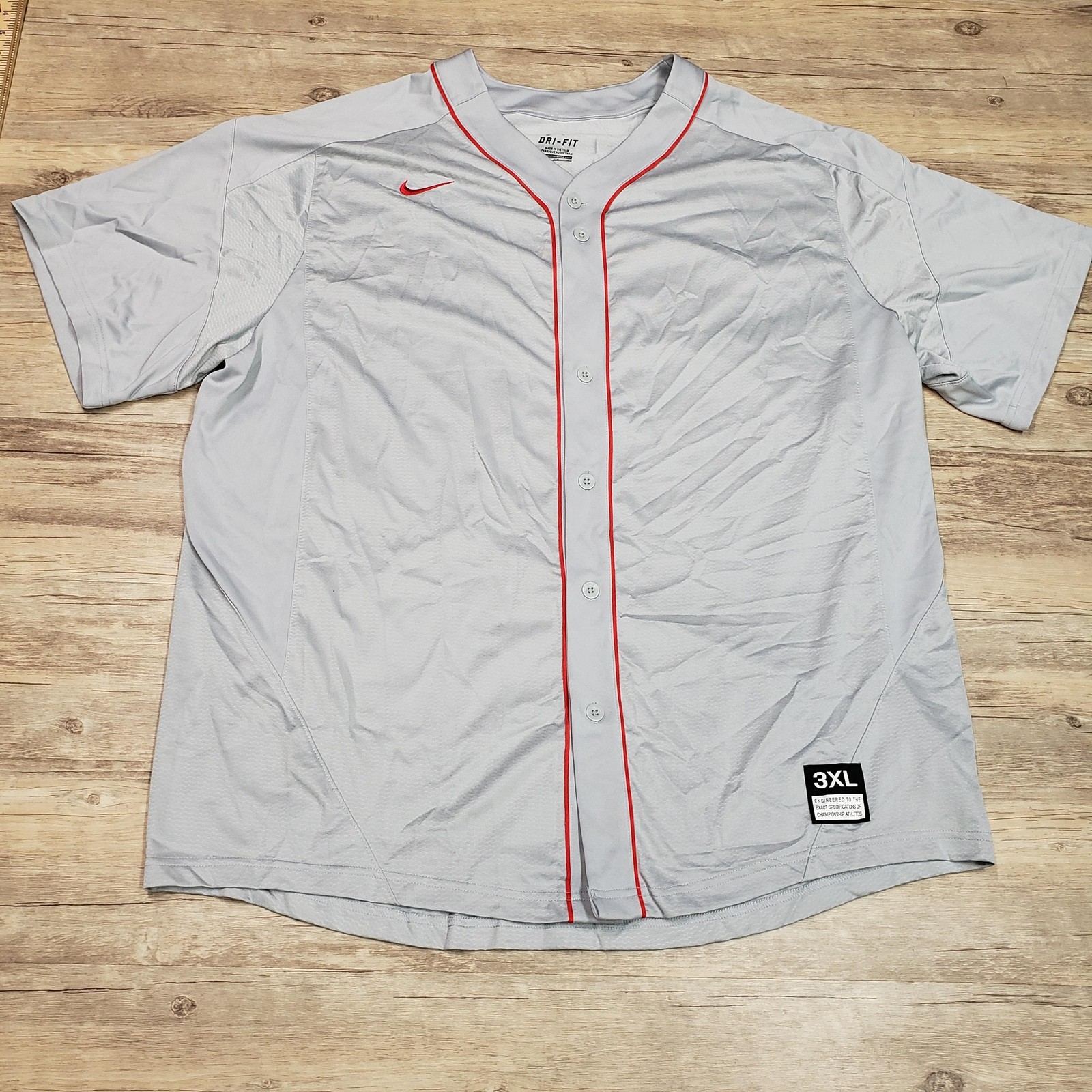 Nike Dri-FIT Shirt Jersey Mens 3XL Gray Button Front Baseball Raglan 818542-053 gallery