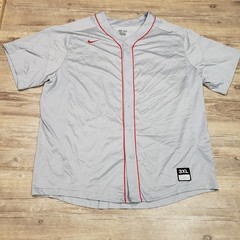 Nike Dri-FIT Shirt Jersey Mens 3XL Gray Button Front Baseball Raglan 818542-053