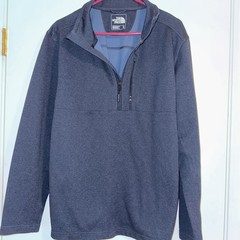 The North Face Jacket Men Xl Blue 1/4 Zip Pockets Collar Logo Hiking Flash dry