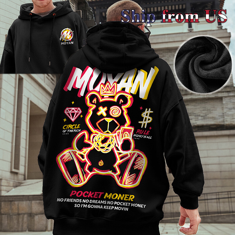 Men's Oversized Jumper Pullover Sweater Sweatshirt Warm Fleece Hoodie Jacket US
