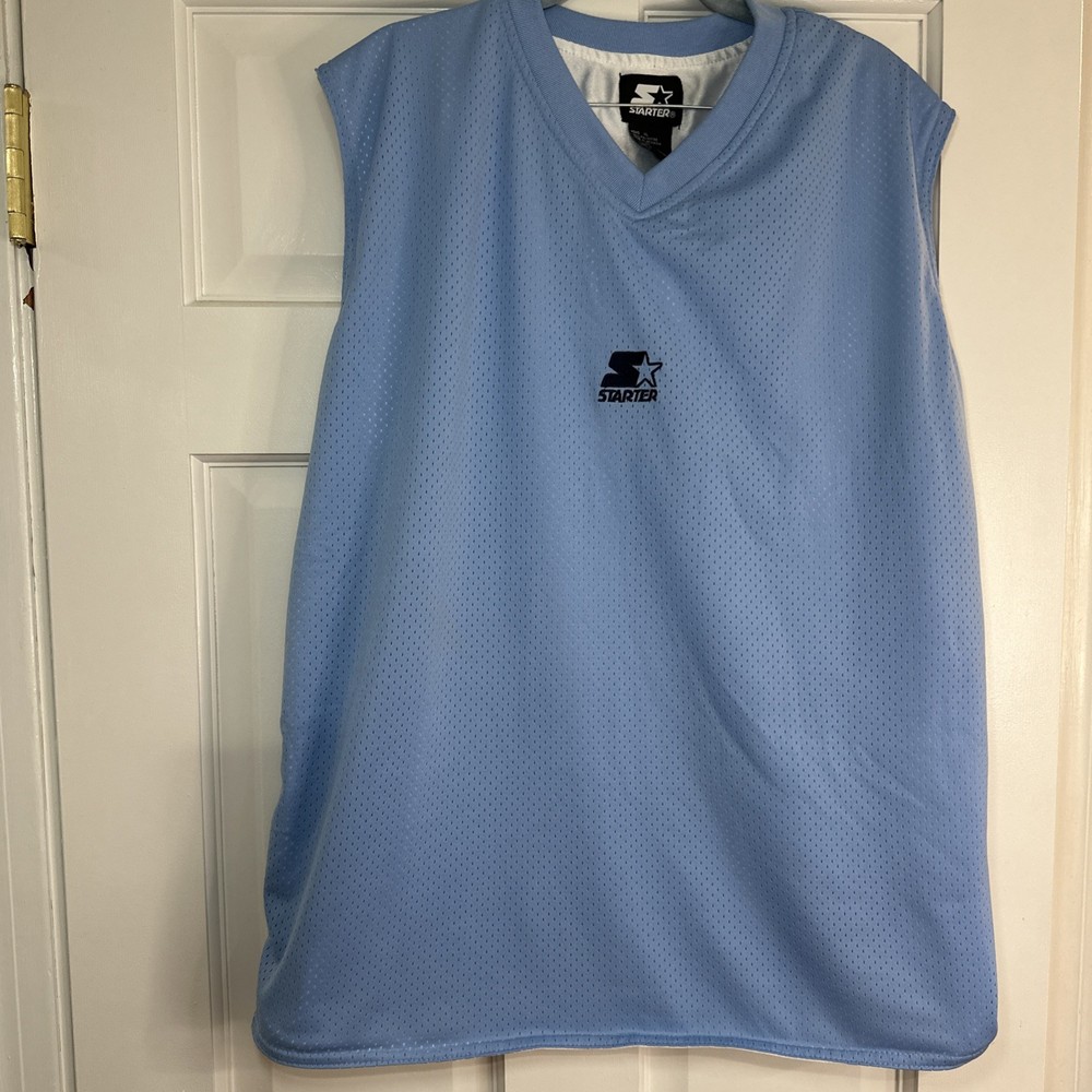 Vintage 90s Starter Basketball Jersey Mens XL Light Blue White Reversible