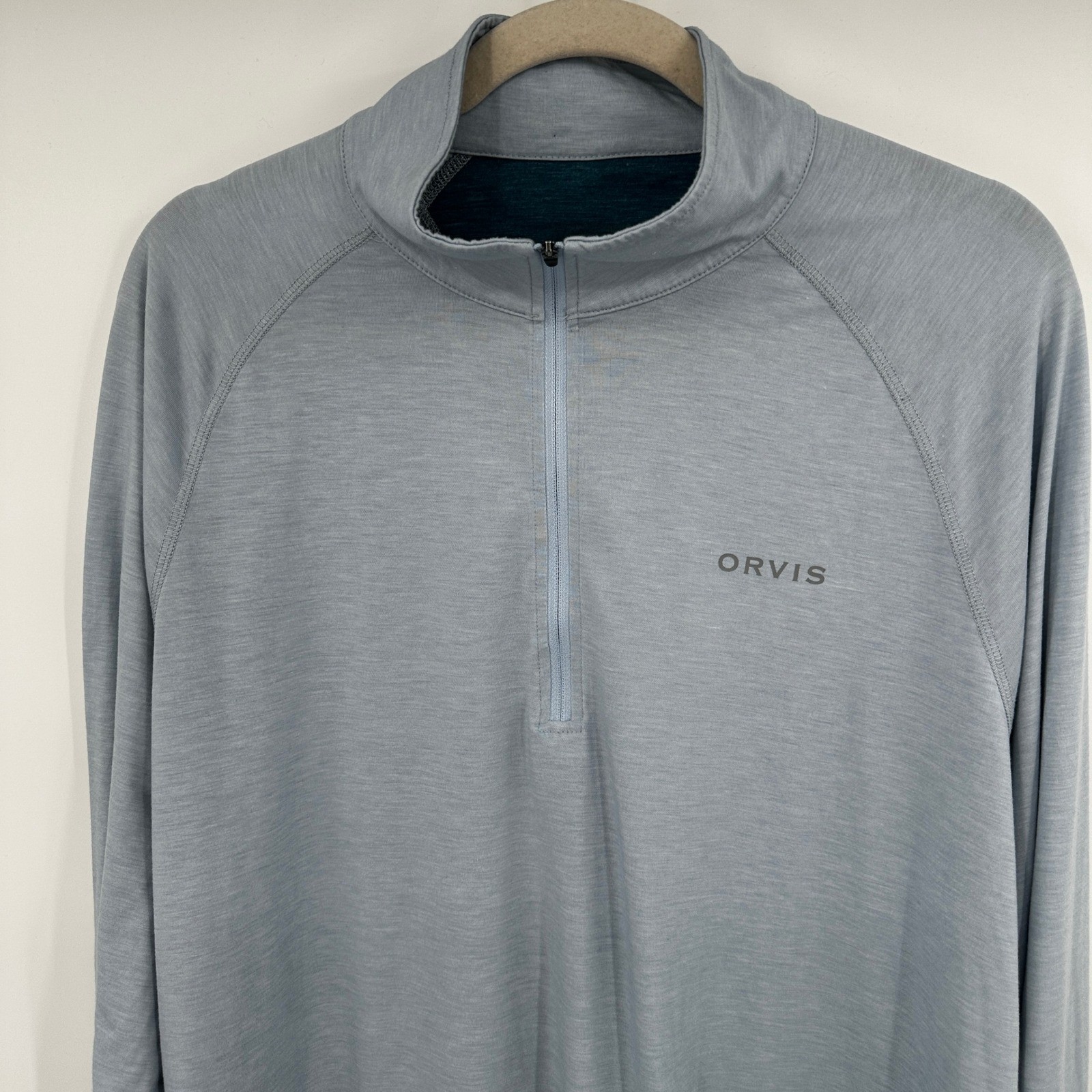 ORVIS Mens Long Sleeve Quarter Zip Lightweight Pullover Shirt Blue Size Large gallery
