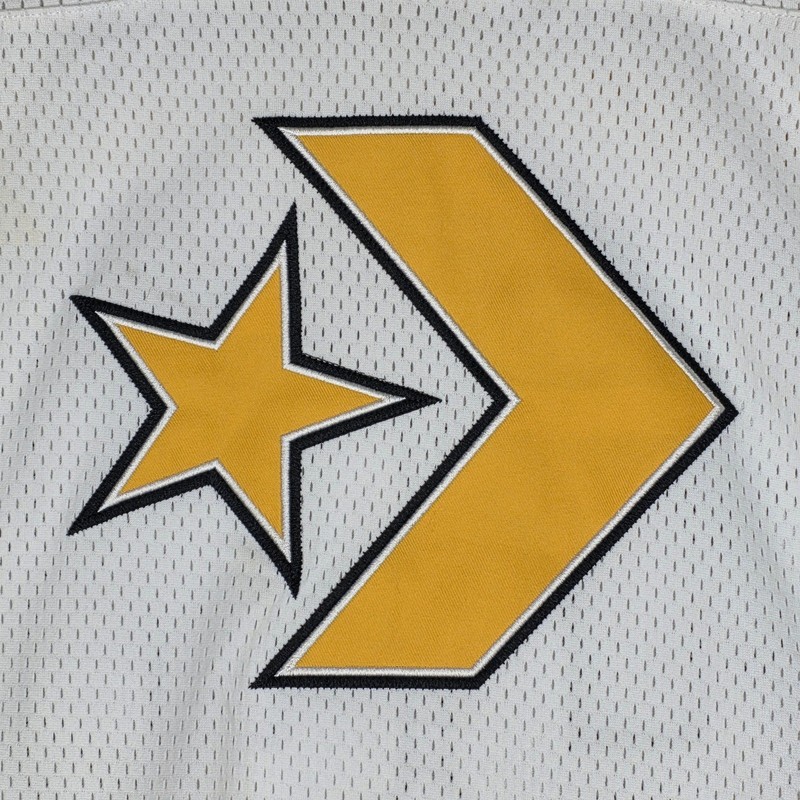 CONVERSE OVERSIZED EMBROIDERED PATCH HOCKEY JERSEY – WHITE/YELLOW/BLACK – SIZE S gallery