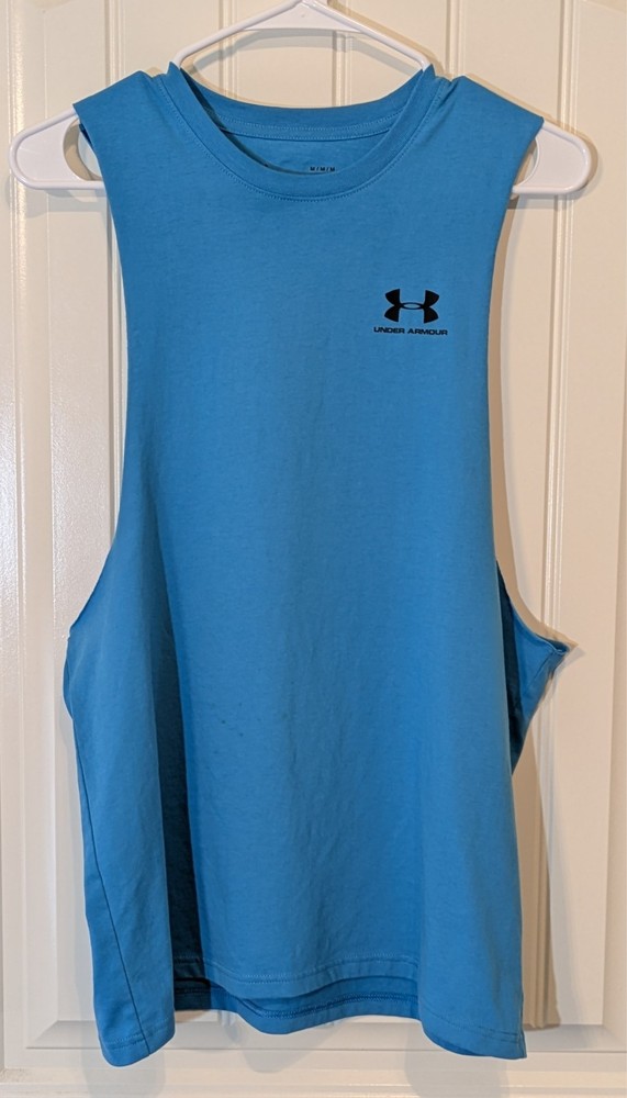 Under Armour Left Chest Cut Off Tank Top Medium Ether Blue 1329286-452