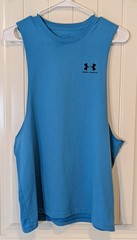 Under Armour Left Chest Cut Off Tank Top Medium Ether Blue 1329286-452
