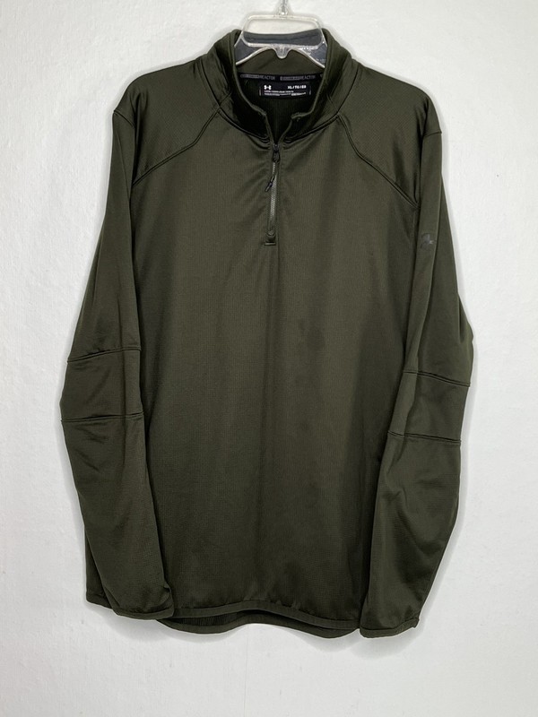 Under Armour Mens 2XL Green Cold Gear Loose Fit Quarter Zip Light Weight #62 gallery