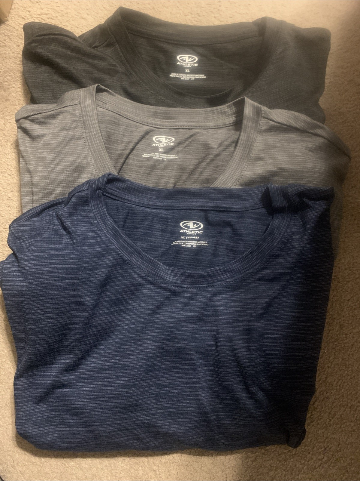 3 New Mens Athletic DriWorks XL Short Sleeve Shirts - Black Gray and Blue gallery