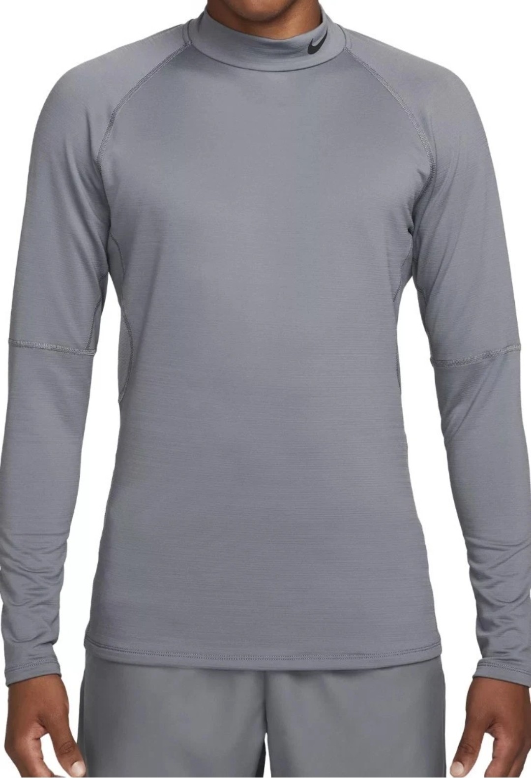 Nike Men's Pro Dri-FIT Warm Mock Neck Long Sleeve Shirt Smoke Grey Medium gallery
