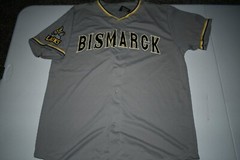 Men’s Bismarck Larks #18 L Jersey (Grey) Coyote Promotions