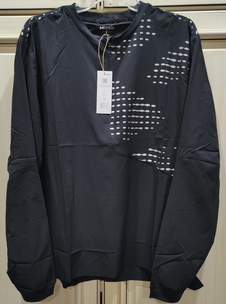 NEW Men's Medium Hoka One 1/2 Zip Wind Shell Lightweight Breathable Black