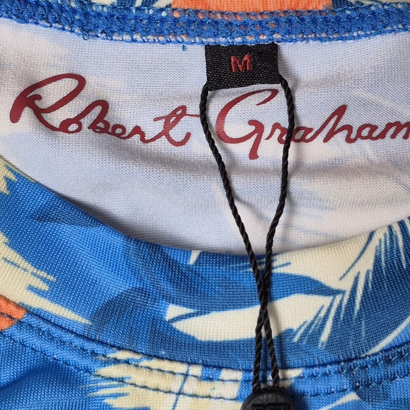 Robert Graham Men's Medium Tropical Forest Azure Blue UPF 50+ Shirt NWT gallery