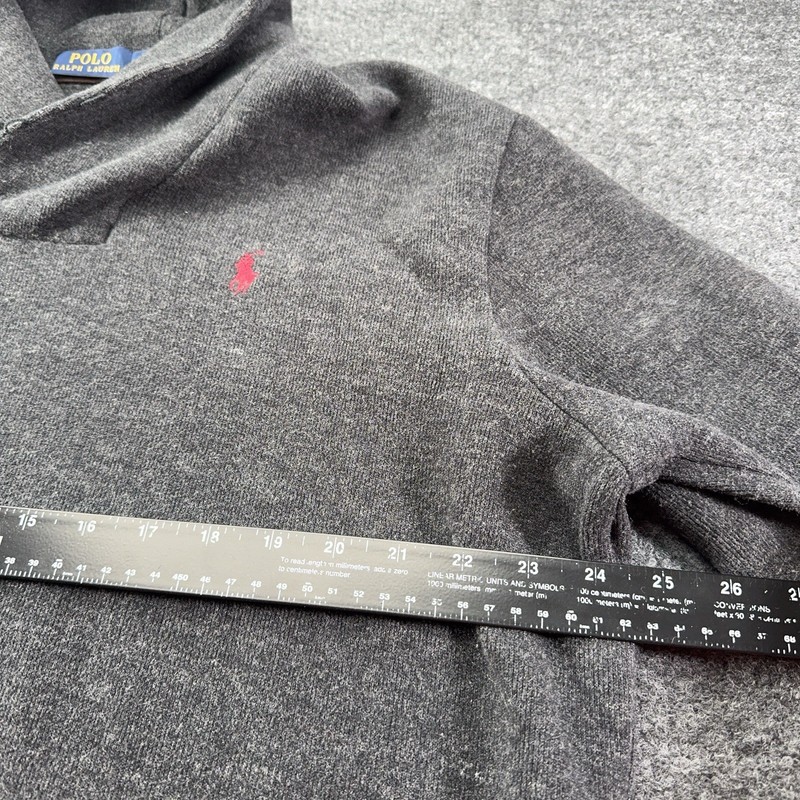 Polo Ralph Lauren Shawl Collar Sweater Mens XL Gray Elbow Patch Cotton gallery