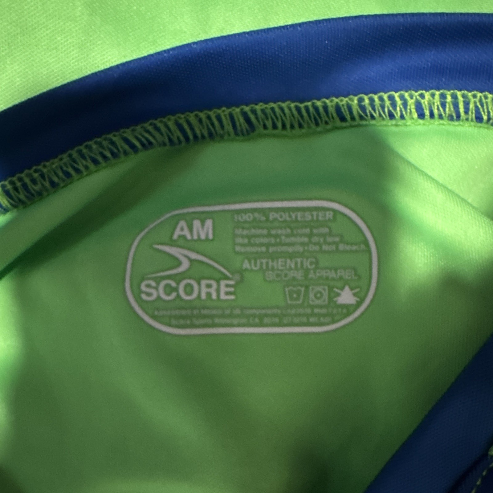 SCORE YMCA Men's M Green/Blue/White Colorblock V-Neck Breathable Poly T-Shirt gallery
