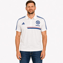 Chelsea FC Polo Shirt Mens XL White Adidas Climalite Classic Blokecore 2013 CFC