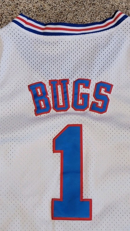Mens Looney Space Jam Tune Squad Bugs Bunny Sewn Shirt Jersey M gallery