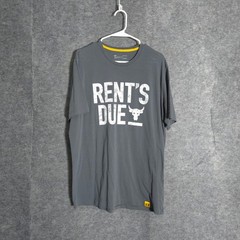 Under Armour Project Rock T-Shirt Mens Large Gray Rents Due Bull HeatGear Loose