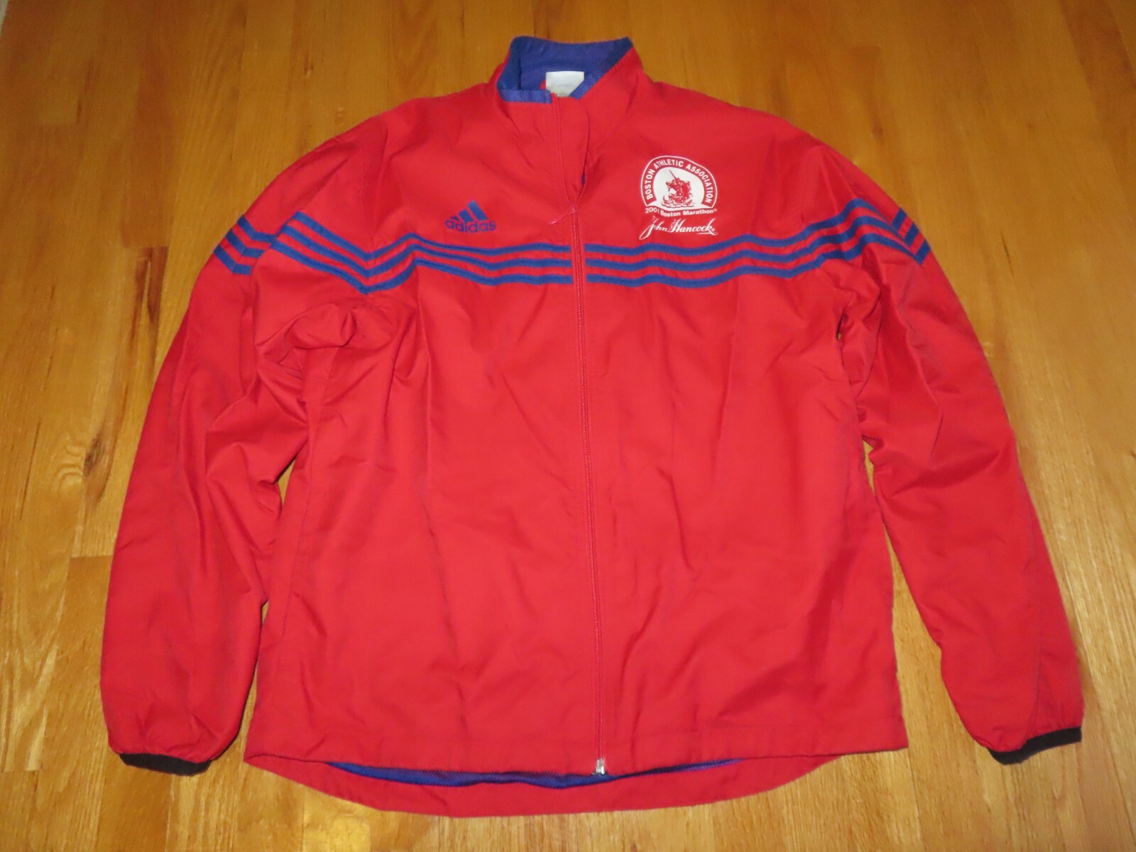 April 2001 Adidas 105th B.A.A. BOSTON MARATHON (XL) Heavy Running Jacket RED gallery