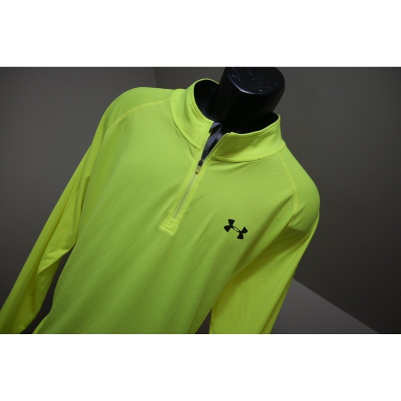 Under Armour Pullover Athletic Jacket Mens 2XL Neon Yellow 1/4 Zip HeatGear gallery