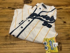 Nickelodeon SpongeBob Pinstripe Graphic Mens Size Small Button Up Jersey New Tag