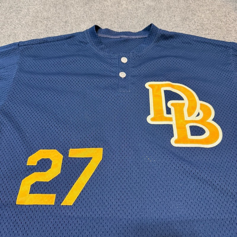 Victory Jersey Mens Extra Large Blue Henley Breathable Short Sleeve Baseball gallery