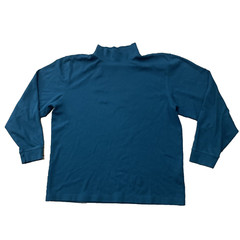 LL Bean Turtleneck Shirt Men L Reg Blue Green Hiking Outdoor Cotton L-Reg 187369