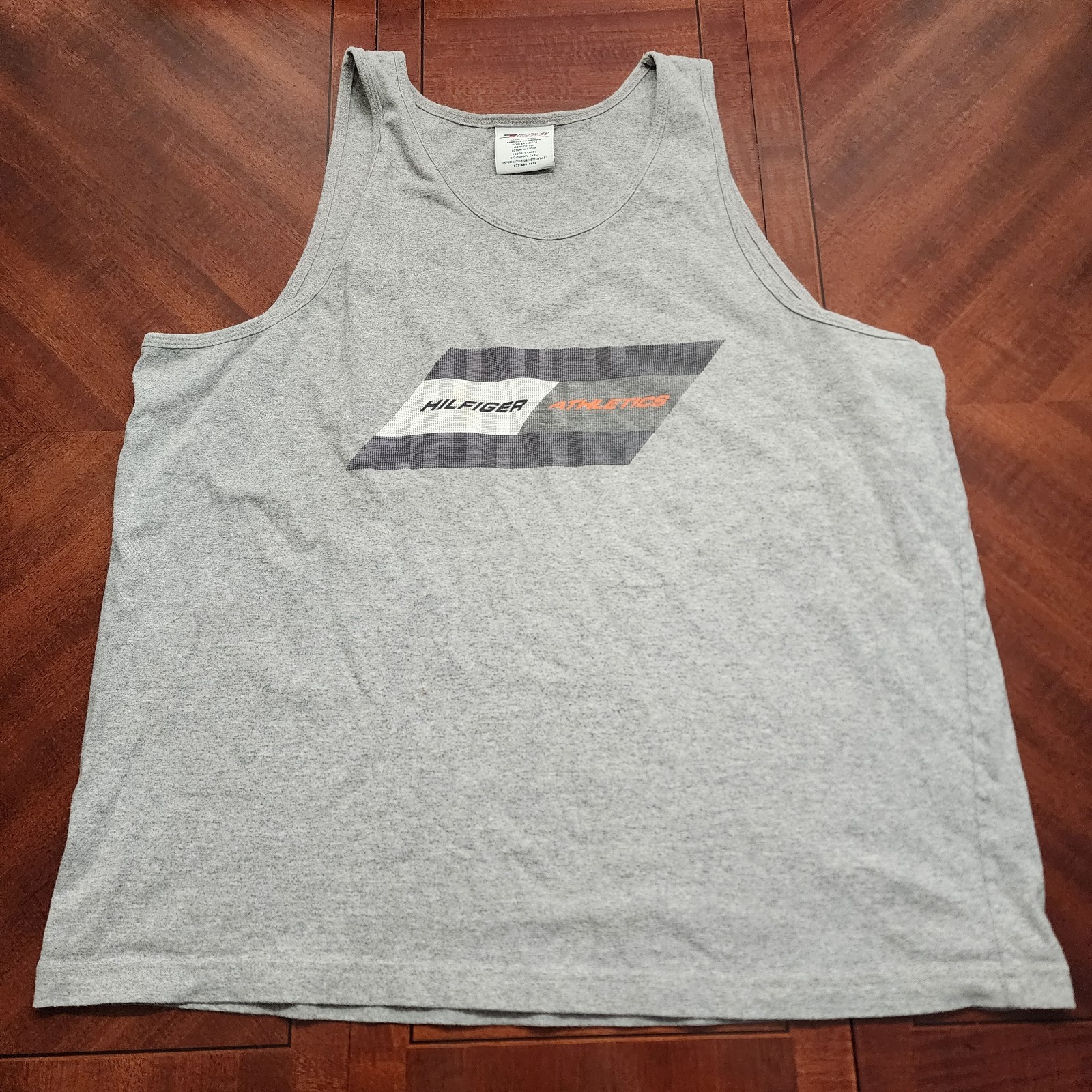 VTG Y2K Tommy Hilfiger Athletics Mens Tank Top Muscle XL Logo Gray 90s Cotton gallery