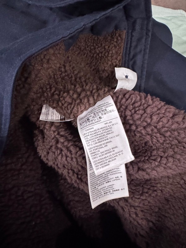 Levis Sherpa Lined Navy Jacket Coat Large L gallery