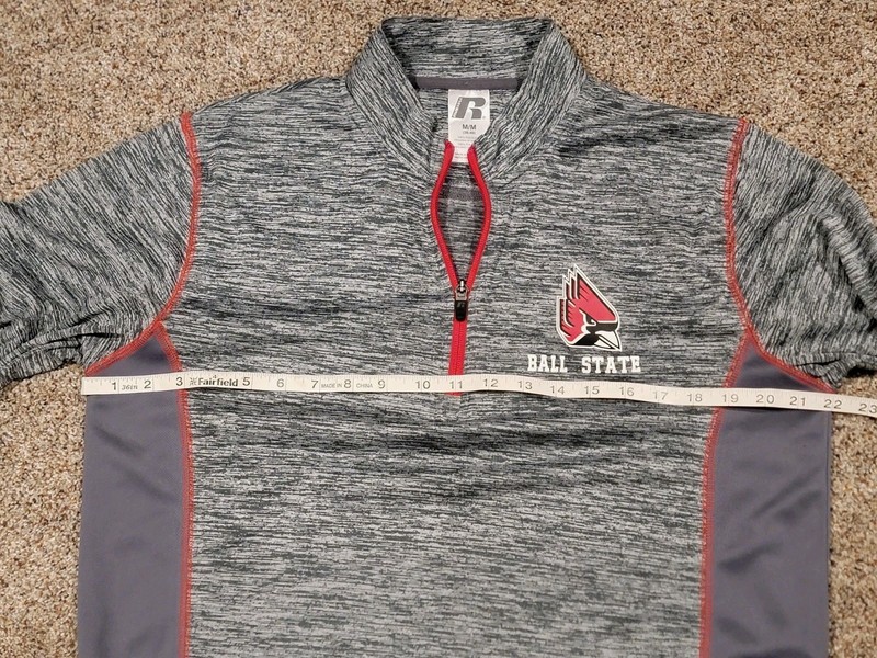 Mens Russell Ball State University Cardinal Long Sleeve POCKETS 1/4 Zip Shirt M gallery